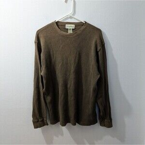 Vintage Eddie Bauer Brown waffle knit thermal long sleeve shirt Mens Medium